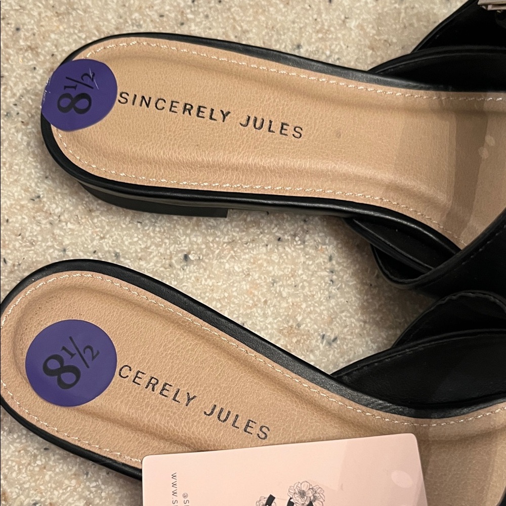 Sincerely Jules Black Buckle Mules - Picture 3 of 6